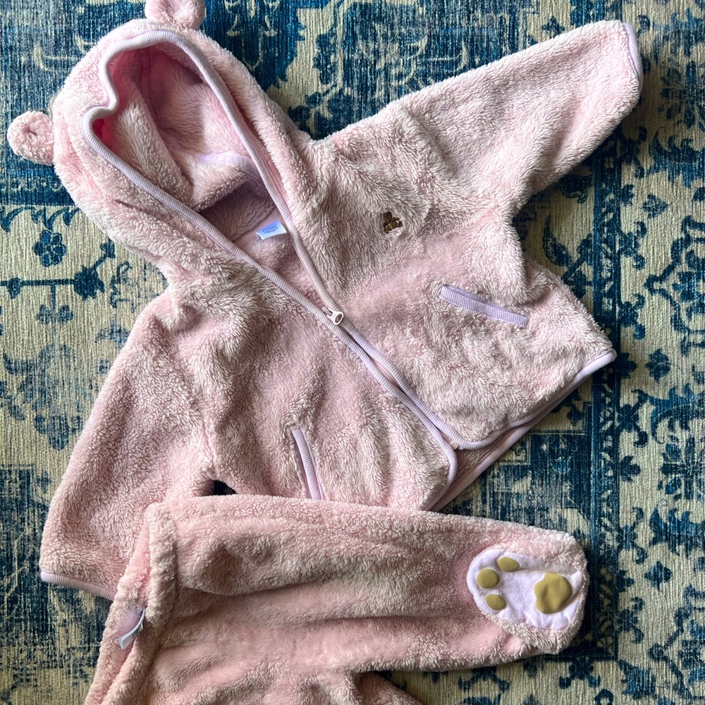 Two Piece Winter Fuzzy set - pale pink - size 3-6 months